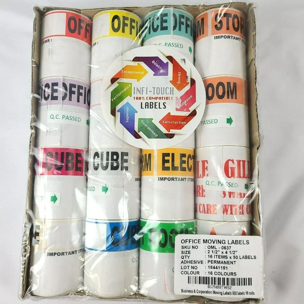 800 Office Business Moving Labels Color Coded Packing Moving Supplies Fragile